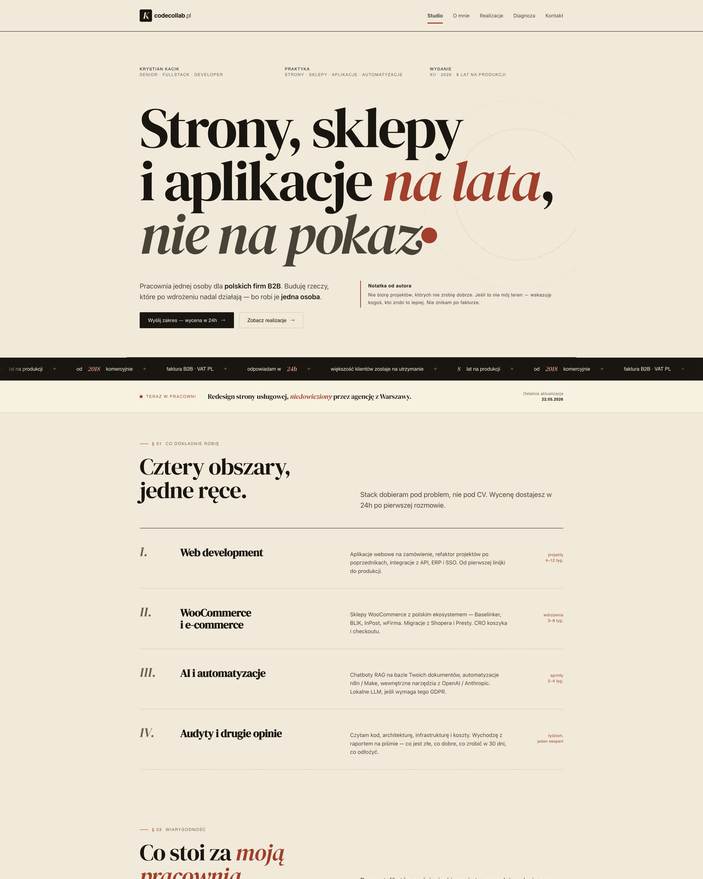 codecollab.pl — strona, której pilnuje AI · case study studia CodeCollab