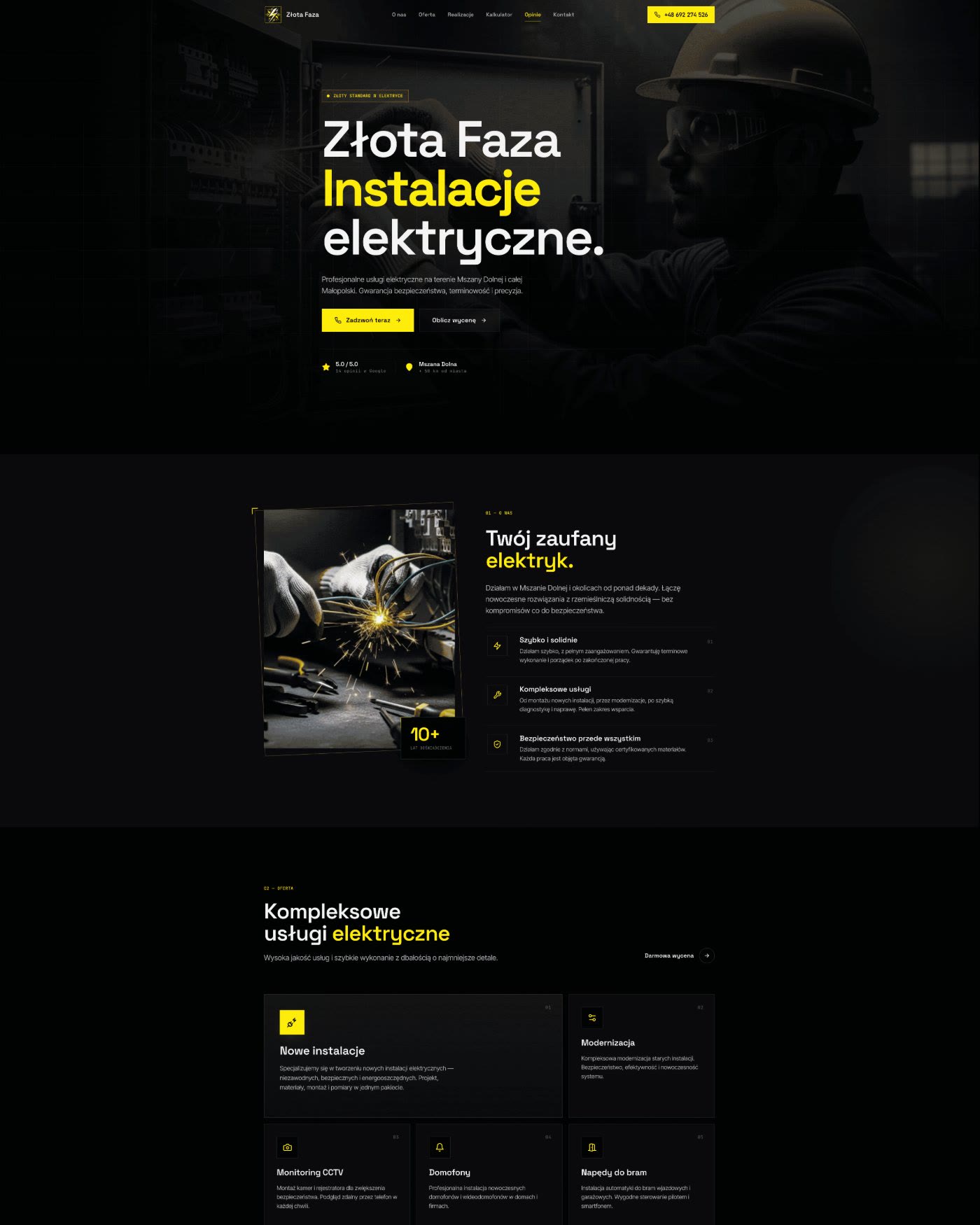 Strona Złota Faza — instalacje elektryczne · case study CodeCollab.pl