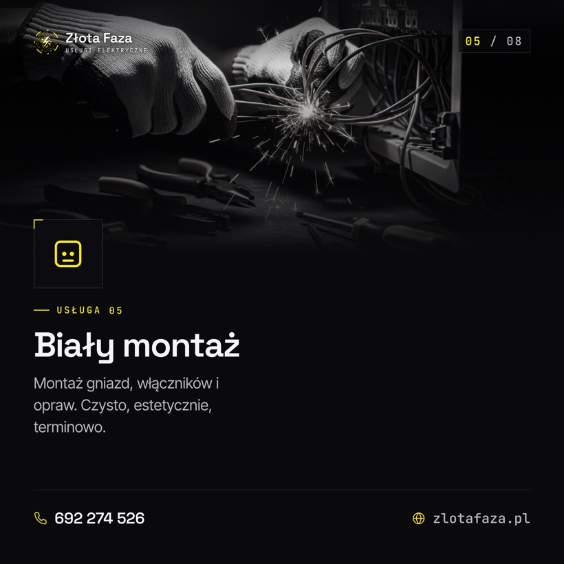 Grafika reklamowa Złota-Faza - biały montaż