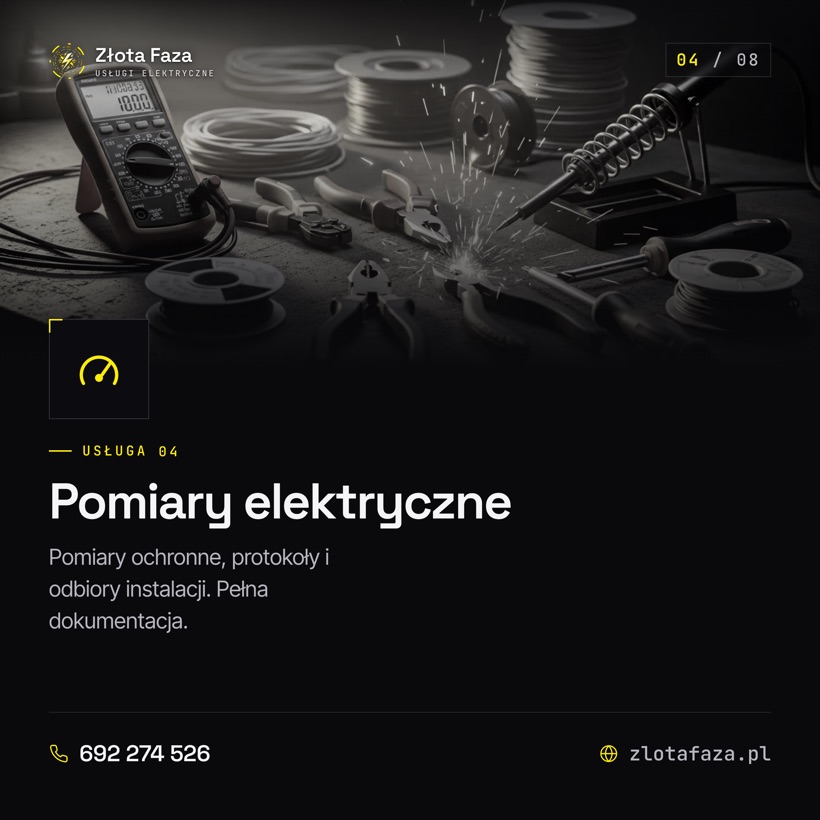 Grafika reklamowa Złota-Faza - pomiary elektryczne