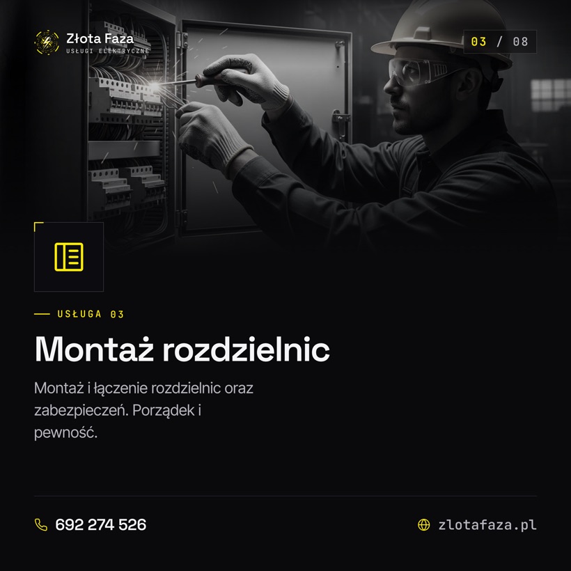 Grafika reklamowa Złota-Faza - montaż rozdzielnic